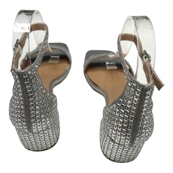 Steve Madden Imina Ankle Strap Silver Rhinestone Sandal Size 7.5 - Picture 6 of 13